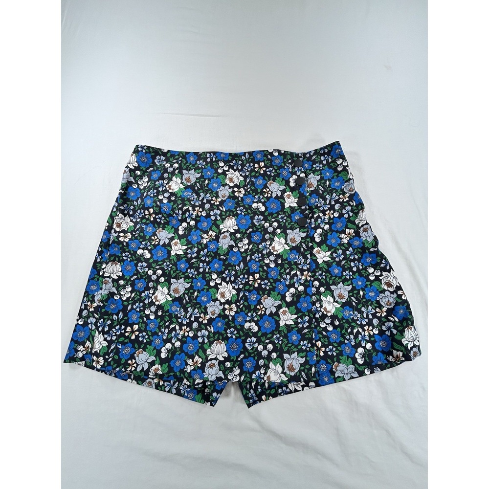 TORY BURCH SPORT Tech Twill Golf Skort L Women Blue Floral Active Tennis Pockets - Picture 1 of 9